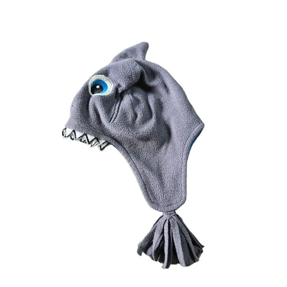 Toddler Boys Blue Microfleece Shark Peruvian Trapper Hat 2-4 yrs